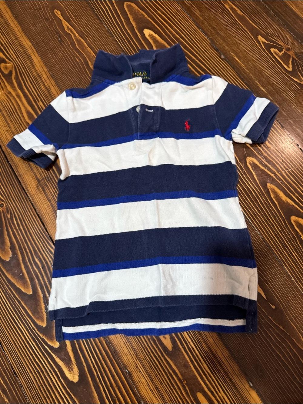 Polo by Ralph Lauren Navy, Royal Blue & White Striped Short-Sleeve Polo